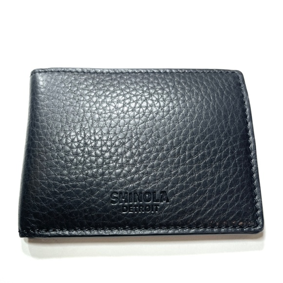 Shinola Bifold Natural Grain Leather Wallet Black